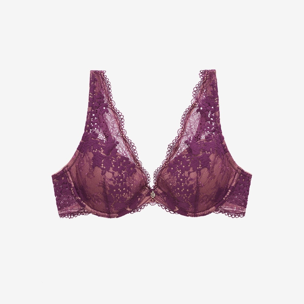 ThirdLove All Day Lace Uplift Plunge Bra Size 42Fmulberry / 42F